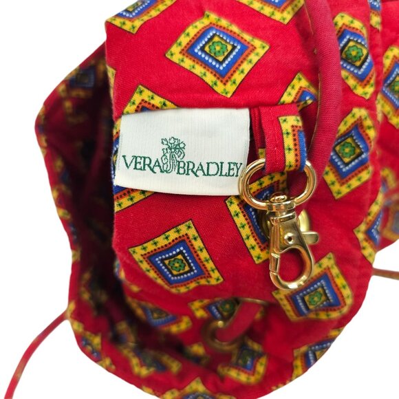 Vera Bradley Drawstring Backsack Backpack Floral Bag Villa Red Retired Bag Pouch - Picture 5 of 12